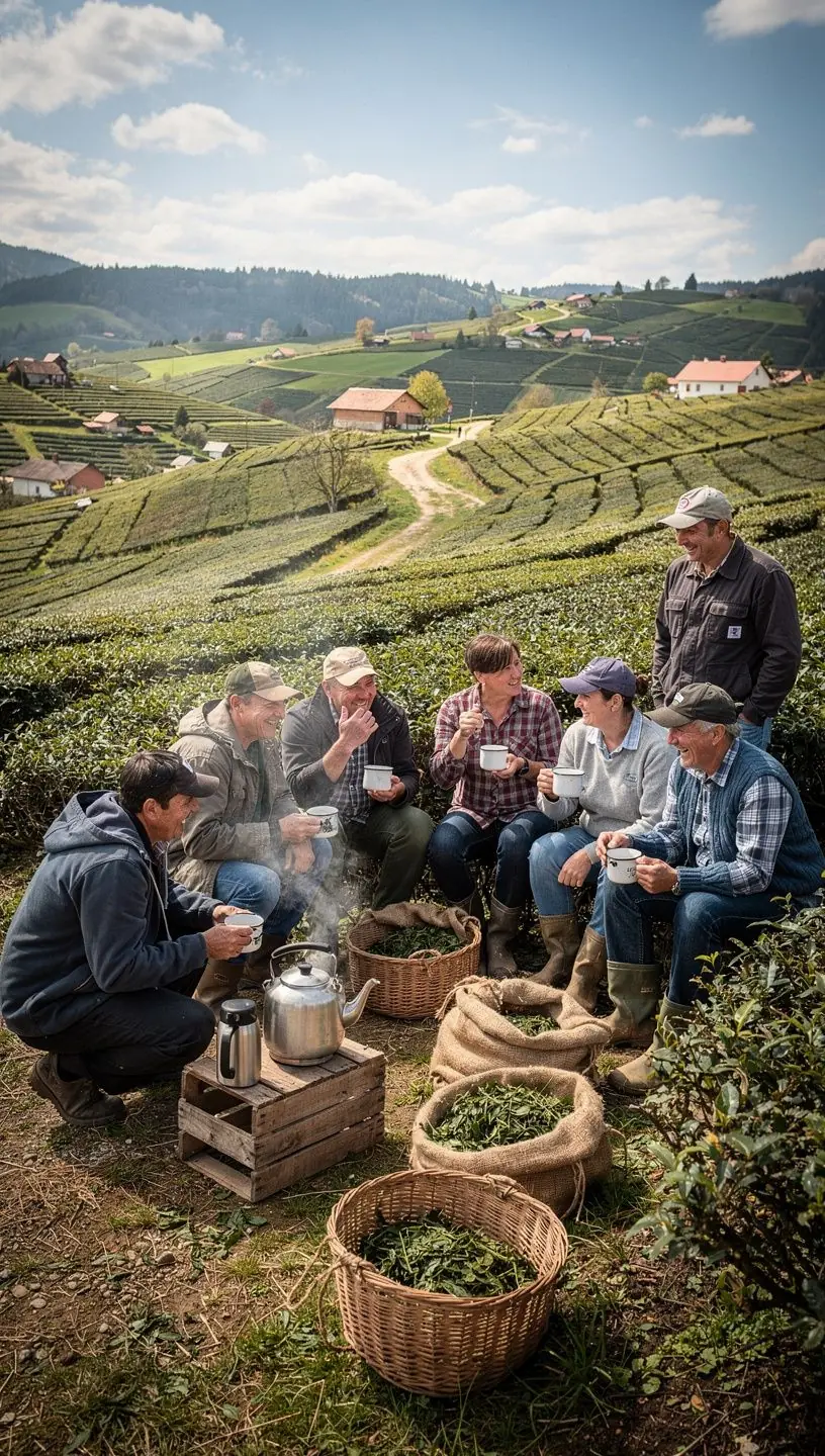 Japonský čaj Bancha servírovaný s tradičnými čajovými šálkami