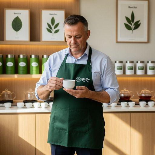 Zelený čaj Bancha pripravený v sklenenej kanvici, s jemnými bublinkami na povrchu.